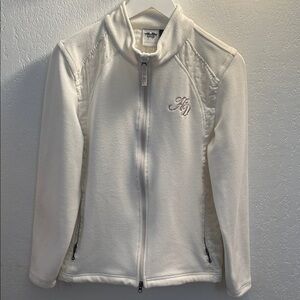 65. Harley-Davidson Cream White Fleece Zip-Up Jacket
